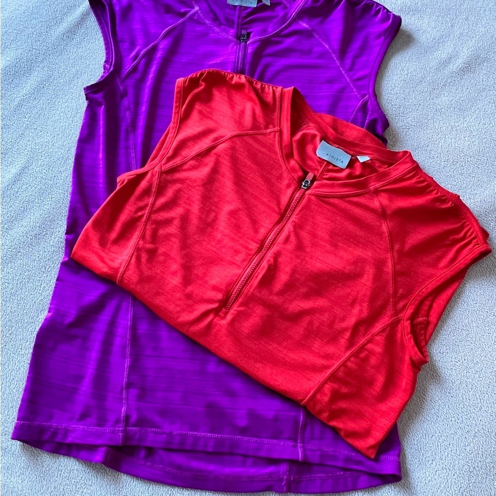 2 Athleta Zip Front Athletic Tanks